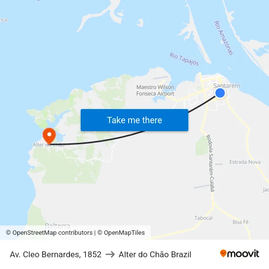 Av. Cleo Bernardes, 1852 to Alter do Chão Brazil map