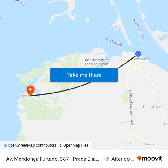 Av. Mendonça Furtado, 387 | Praça Elias Ribeiro Pinto / 4º Cartório De Santarém to Alter do Chão Brazil map