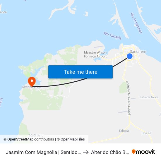 Jasmim Com Magnólia | Sentido Norte to Alter do Chão Brazil map