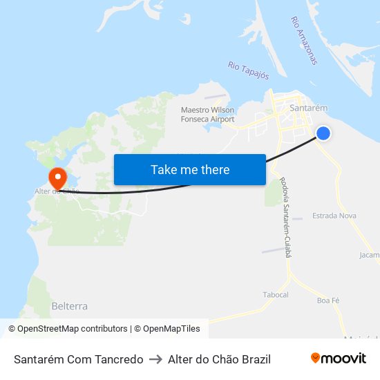 Santarém Com Tancredo to Alter do Chão Brazil map