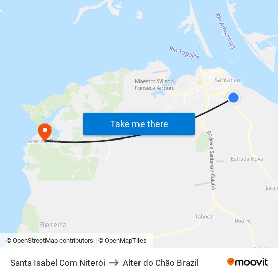 Santa Isabel Com Niterói to Alter do Chão Brazil map