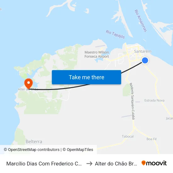 Marcílio Dias Com Frederico Costa to Alter do Chão Brazil map