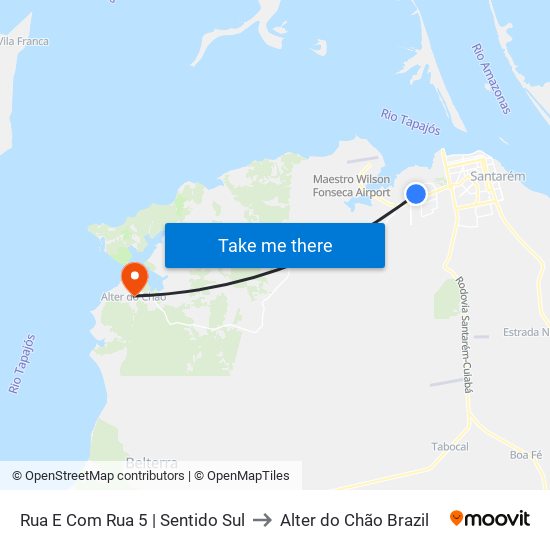 Rua E Com Rua 5 | Sentido Sul to Alter do Chão Brazil map