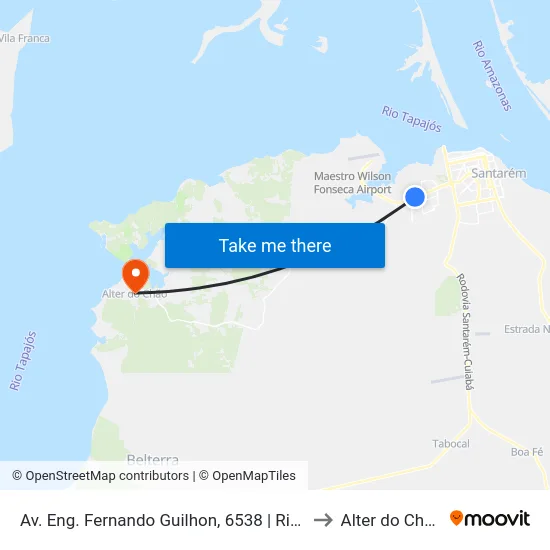 Av. Eng. Fernando Guilhon, 6538 | Rio Tapajós Shopping to Alter do Chão Brazil map