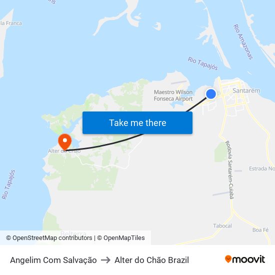 Angelim Com Salvação to Alter do Chão Brazil map