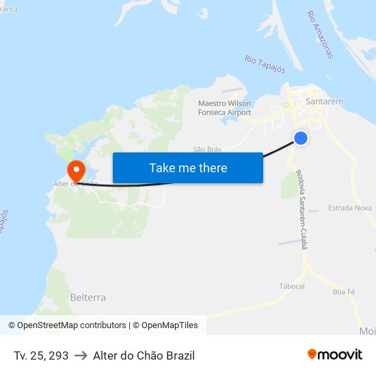 Tv. 25, 293 to Alter do Chão Brazil map