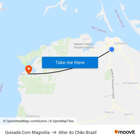 Quixadá Com Magnólia to Alter do Chão Brazil map