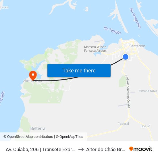 Av. Cuiabá, 206 | Transete Express to Alter do Chão Brazil map