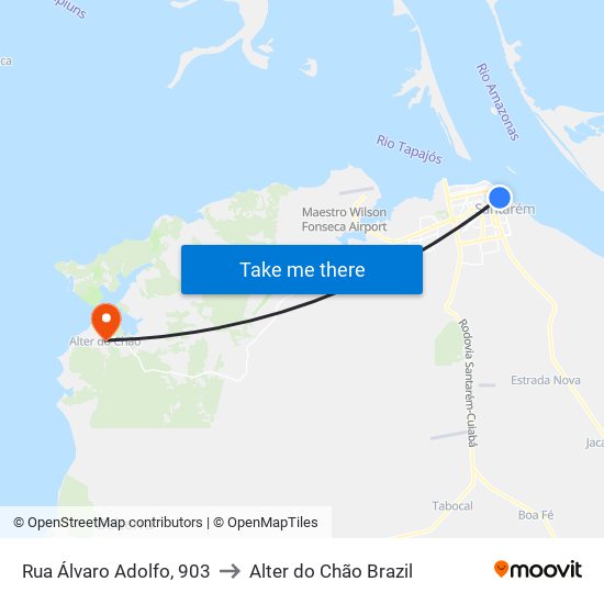 Rua Álvaro Adolfo, 903 to Alter do Chão Brazil map