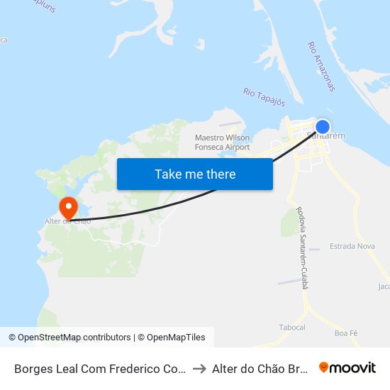 Borges Leal Com Frederico Costa to Alter do Chão Brazil map