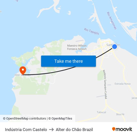 Indústria Com Castelo to Alter do Chão Brazil map