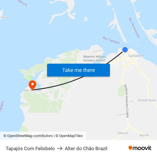 Tapajós Com Felisbelo to Alter do Chão Brazil map