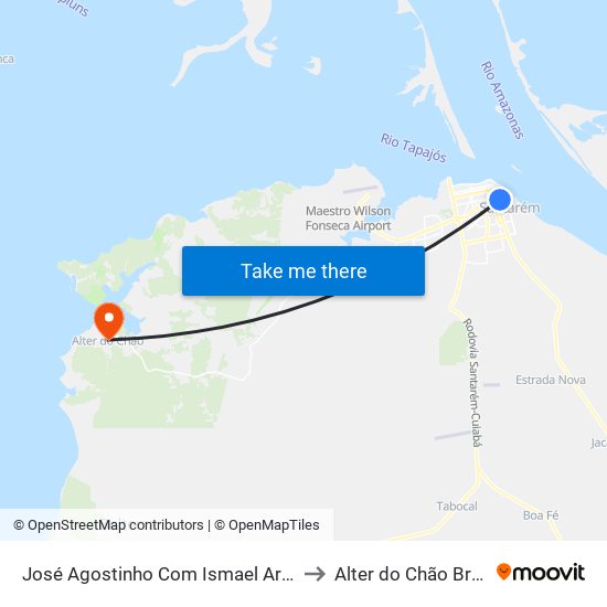 José Agostinho Com Ismael Araújo to Alter do Chão Brazil map