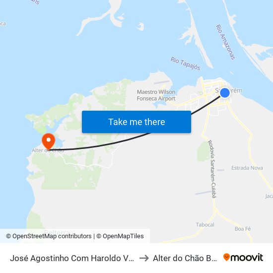 José Agostinho Com Haroldo Veloso to Alter do Chão Brazil map