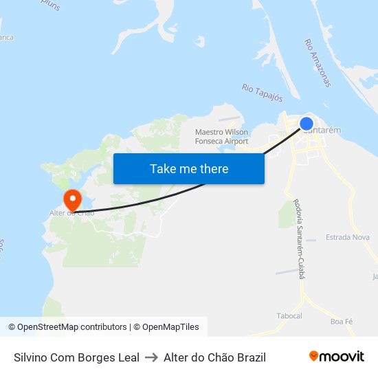 Silvino Com Borges Leal to Alter do Chão Brazil map