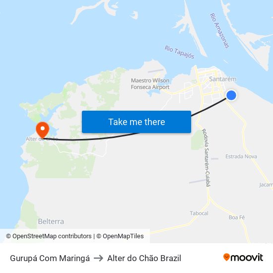 Gurupá Com Maringá to Alter do Chão Brazil map