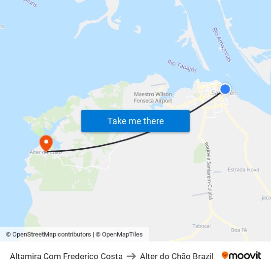 Altamira Com Frederico Costa to Alter do Chão Brazil map