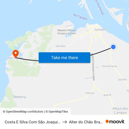 Costa E Silva Com São Joaquim to Alter do Chão Brazil map