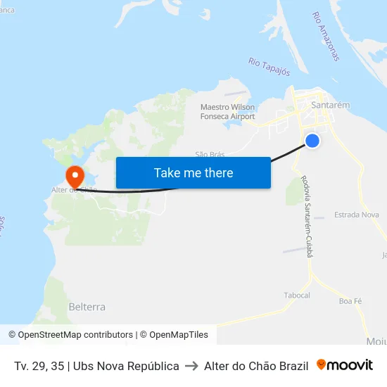 Tv. 29, 35 | Ubs Nova República to Alter do Chão Brazil map