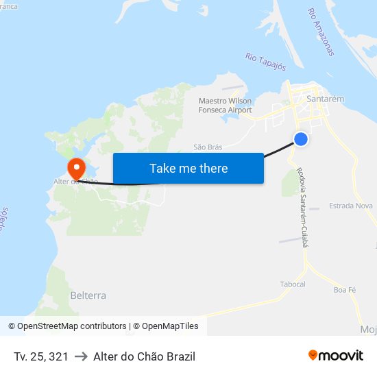 Tv. 25, 321 to Alter do Chão Brazil map