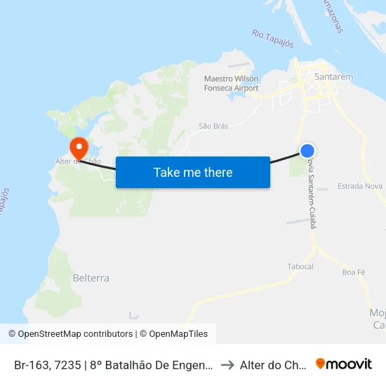 Br-163, 7235 | 8º Batalhão De Engenharia De Construção to Alter do Chão Brazil map