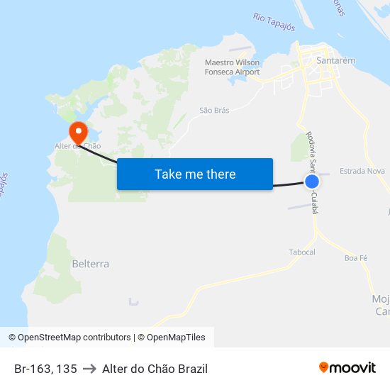 Br-163, 135 to Alter do Chão Brazil map