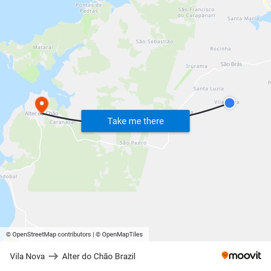Vila Nova to Alter do Chão Brazil map
