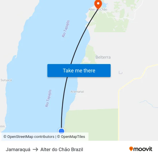 Jamaraquá to Alter do Chão Brazil map