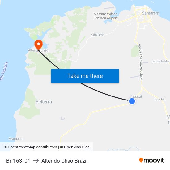 Br-163, 01 to Alter do Chão Brazil map