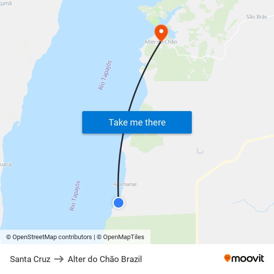 Santa Cruz to Alter do Chão Brazil map