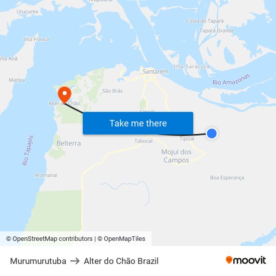 Murumurutuba to Alter do Chão Brazil map