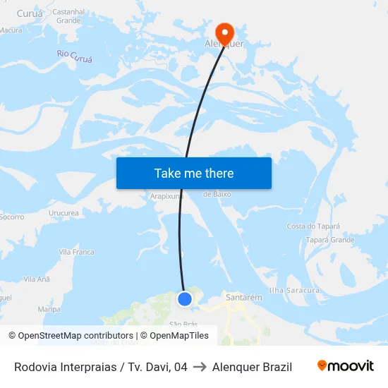 Rodovia Interpraias / Tv. Davi, 04 to Alenquer Brazil map