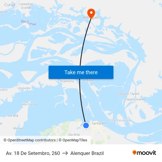 Av. 18 De Setembro, 260 to Alenquer Brazil map