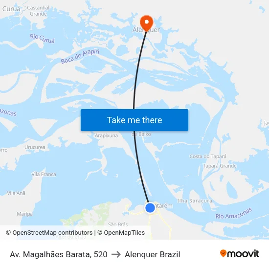 Av. Magalhães Barata, 520 to Alenquer Brazil map