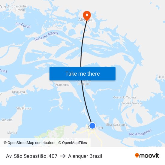 Av. São Sebastião, 407 to Alenquer Brazil map