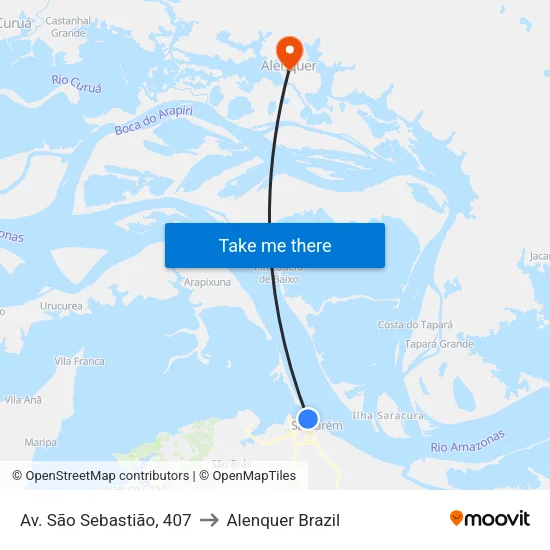 Av. São Sebastião, 407 to Alenquer Brazil map