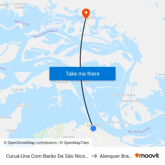 Curuá-Una Com Barão De São Nicolau to Alenquer Brazil map