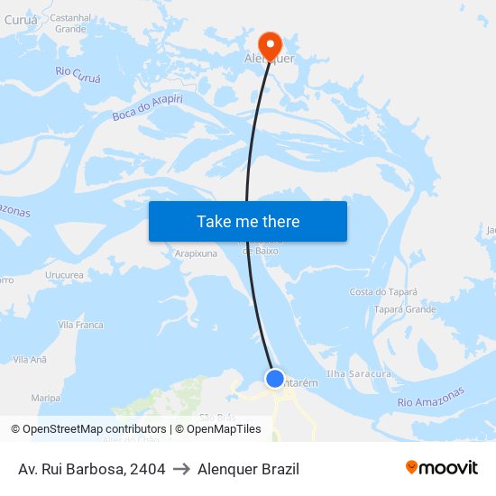 Av. Rui Barbosa, 2404 to Alenquer Brazil map