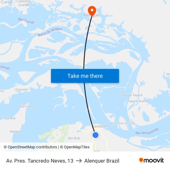 Av. Pres. Tancredo Neves, 13 to Alenquer Brazil map