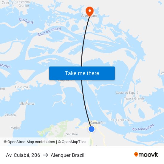 Av. Cuiabá, 206 to Alenquer Brazil map