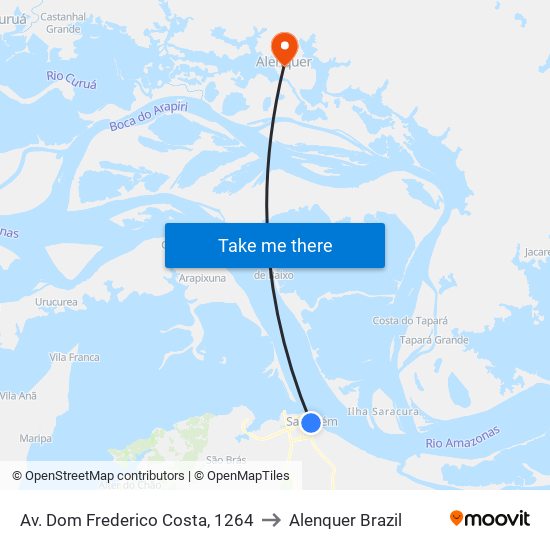 Av. Dom Frederico Costa, 1264 to Alenquer Brazil map
