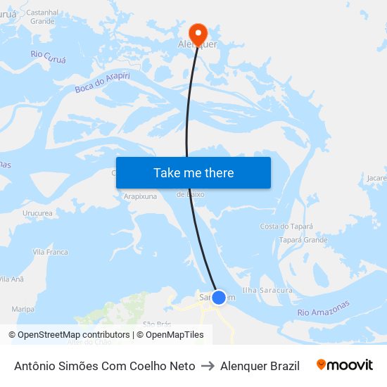 Antônio Simões Com Coelho Neto to Alenquer Brazil map