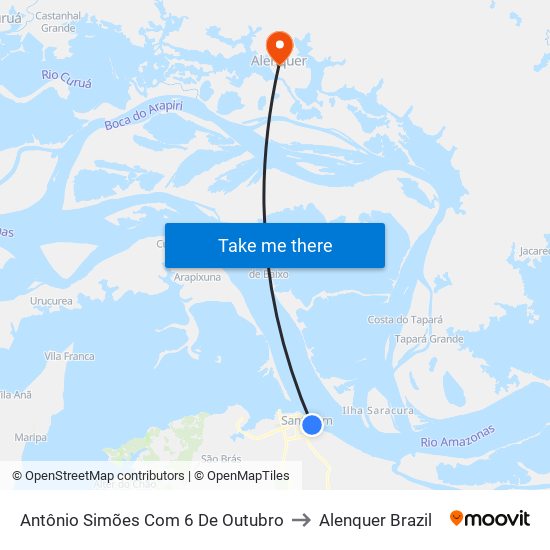 Antônio Simões Com 6 De Outubro to Alenquer Brazil map