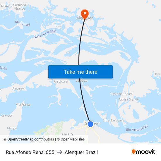 Rua Afonso Pena, 655 to Alenquer Brazil map