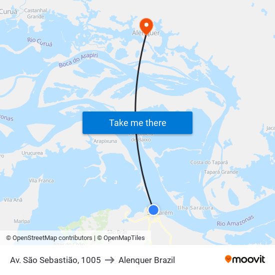 Av. São Sebastião, 1005 to Alenquer Brazil map