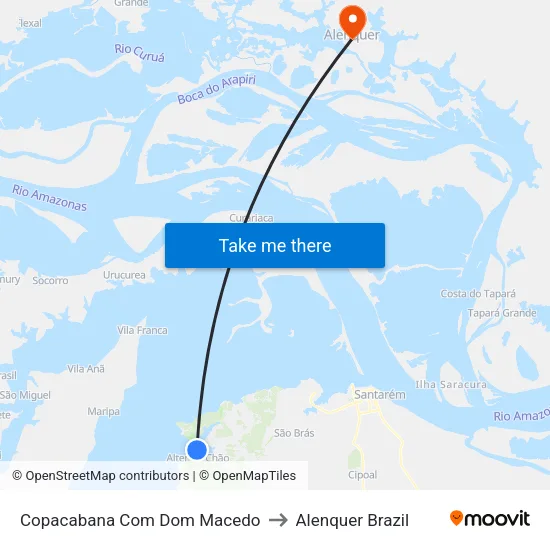 Copacabana Com Dom Macedo to Alenquer Brazil map