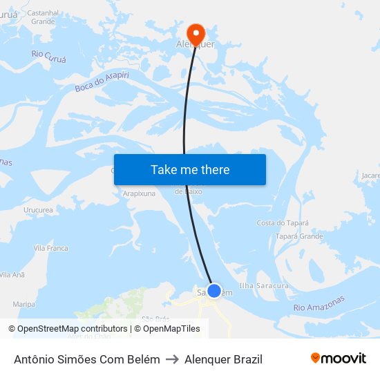 Antônio Simões Com Belém to Alenquer Brazil map