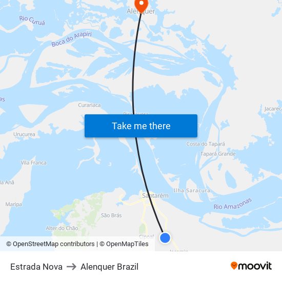 Estrada Nova to Alenquer Brazil map