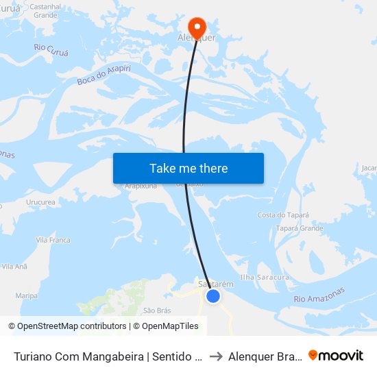 Turiano Com Mangabeira | Sentido Sul to Alenquer Brazil map