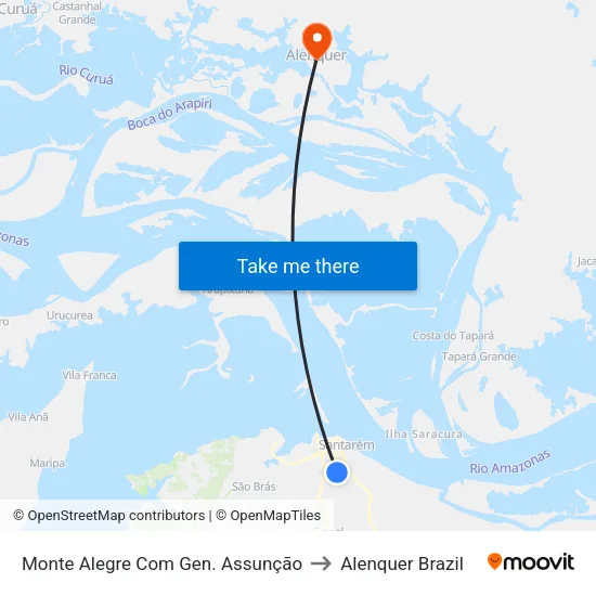 Monte Alegre Com Gen. Assunção to Alenquer Brazil map